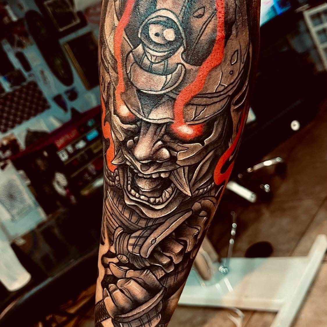 Blackwork tattoo by Chino Elvis at Inked City Tattoos, Trenton NJ